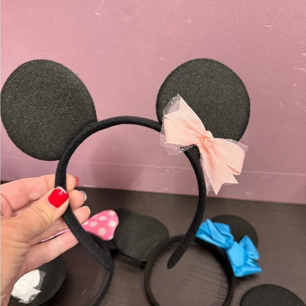 Set of Mouse Ear Headbands with Bows, Minnie Party Cake & Cupcake decorations